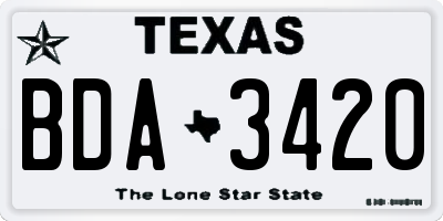 TX license plate BDA3420