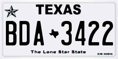 TX license plate BDA3422