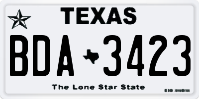 TX license plate BDA3423