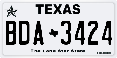 TX license plate BDA3424