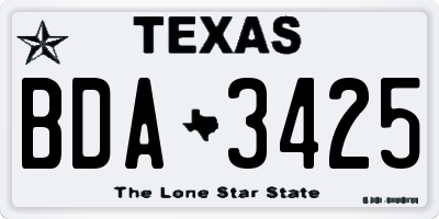 TX license plate BDA3425