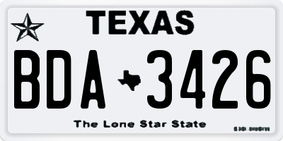 TX license plate BDA3426