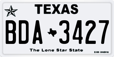TX license plate BDA3427