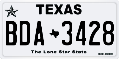 TX license plate BDA3428