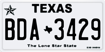 TX license plate BDA3429