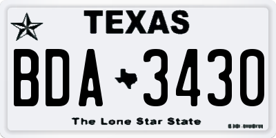 TX license plate BDA3430