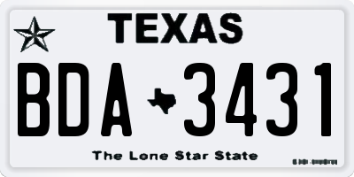 TX license plate BDA3431