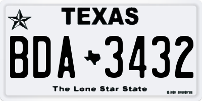 TX license plate BDA3432