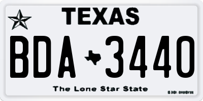 TX license plate BDA3440
