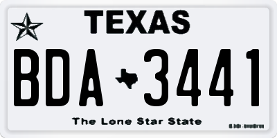 TX license plate BDA3441