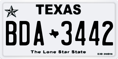 TX license plate BDA3442