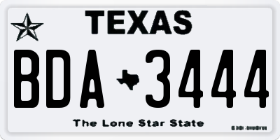 TX license plate BDA3444