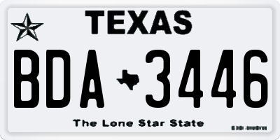 TX license plate BDA3446