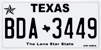 TX license plate BDA3449