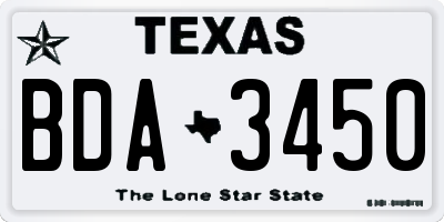 TX license plate BDA3450