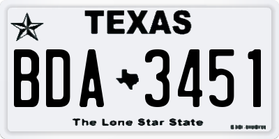 TX license plate BDA3451