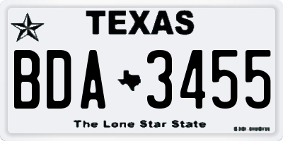 TX license plate BDA3455