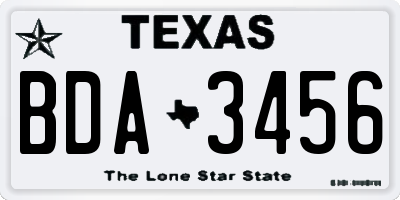 TX license plate BDA3456