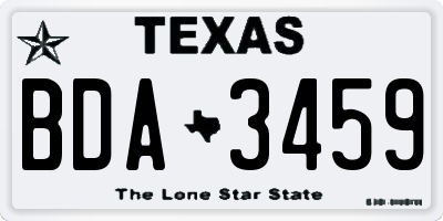 TX license plate BDA3459