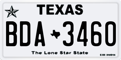 TX license plate BDA3460
