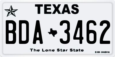 TX license plate BDA3462