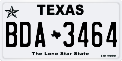 TX license plate BDA3464