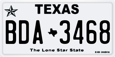 TX license plate BDA3468