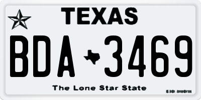 TX license plate BDA3469