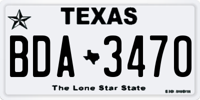 TX license plate BDA3470