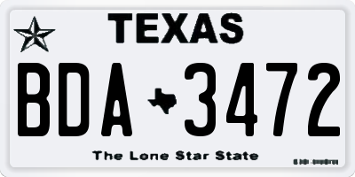 TX license plate BDA3472