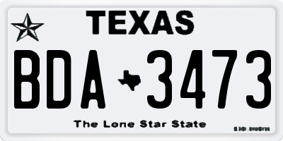 TX license plate BDA3473