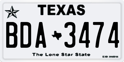 TX license plate BDA3474