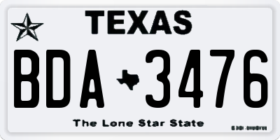 TX license plate BDA3476