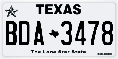 TX license plate BDA3478