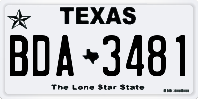 TX license plate BDA3481