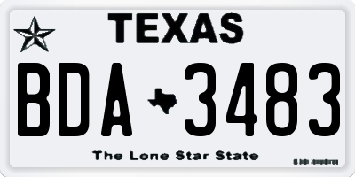 TX license plate BDA3483