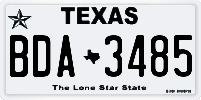 TX license plate BDA3485