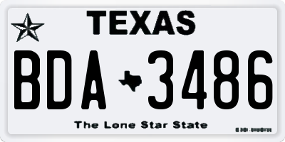 TX license plate BDA3486