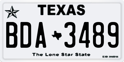 TX license plate BDA3489