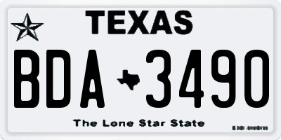 TX license plate BDA3490