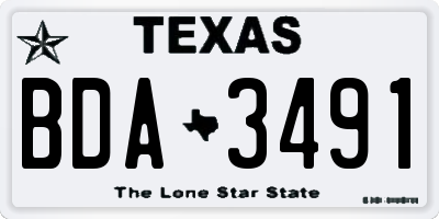 TX license plate BDA3491