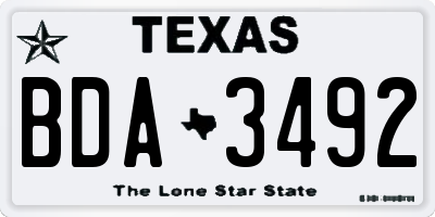 TX license plate BDA3492