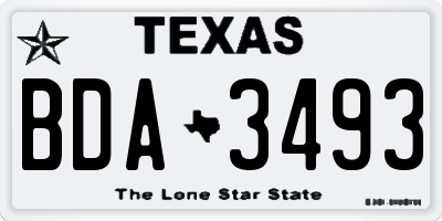 TX license plate BDA3493