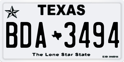 TX license plate BDA3494