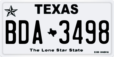 TX license plate BDA3498