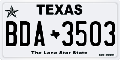 TX license plate BDA3503