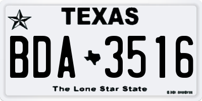 TX license plate BDA3516
