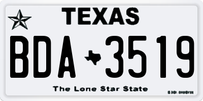 TX license plate BDA3519