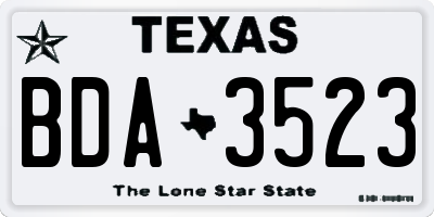 TX license plate BDA3523