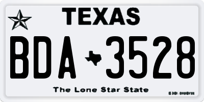 TX license plate BDA3528